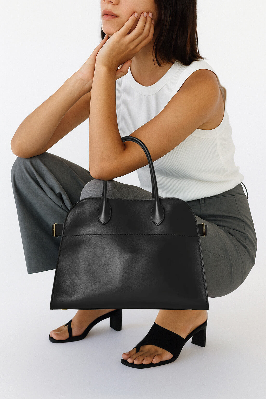 The Row Soft Margaux 12 Bag in Leather